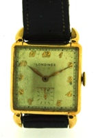 Longines square tank 14k gold 1950 presentation watch